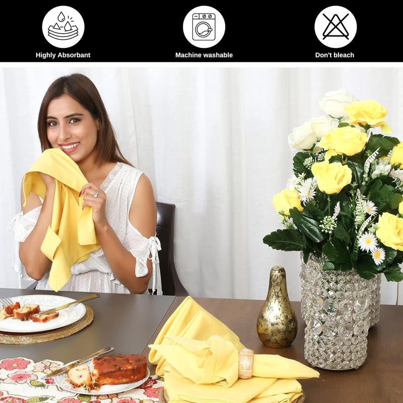 Bedding Craft Cotton Dinner Cloth Napkins Set of 12 â€“ 18x18 Sand Yellow â€“ Reusable & Machine Washable Fabric Napkins for Weddings, Restaurants & Everyday Dining - Image 5